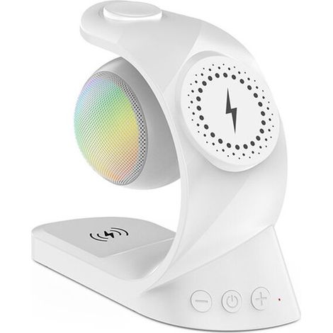 5-in-1-Lautsprecher, 15-W-Magnet-Ladegerät, Schnellladefunktion für Uhren, Kopfhörer und Mobiltelefone – Universalweiß