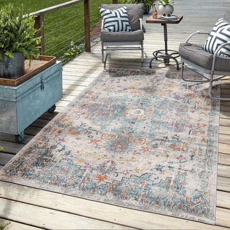 Tapis d'extérieur Robuste, Design Moderne, résistant aux intempéries et aux UV, pour Balcon, terrasse et Jardin d'hiver, mais Aussi pour la Cuisine ou la Salle à Manger, Plusieurs (1/4)