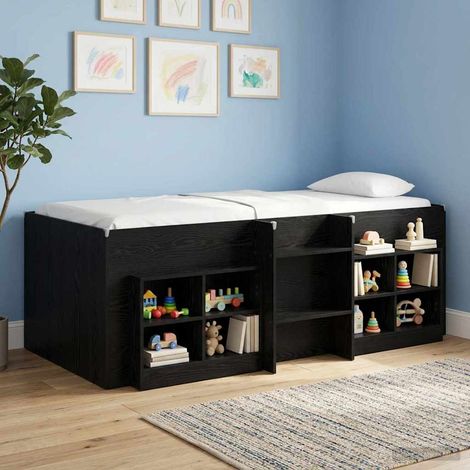 Marco de Cama Alta para Niños 2 pcs Roble Negro