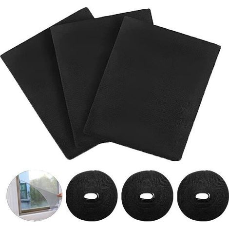 Selbstgemachtes Moskitonetz – 130 x 150 cm – Strapazierfähiges Polyester – Klettverschluss – Schwarz