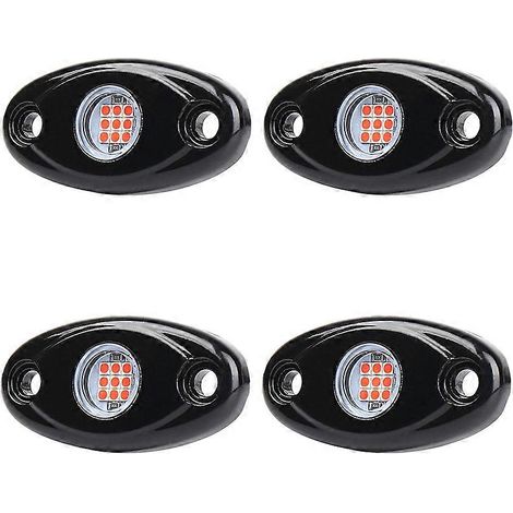 Kit de 4 projecteurs LED étanches pour roches, éclairage néon LED sous châssis pour Jeep, camion, quad, Raptor, bateau tout-terrain - Rouge (1/5)
