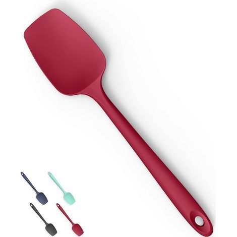 High-temperature silicone spatula/spoon: 315°C heat resistant, flexible, non-stick, scratch-resistant rubber for mixing, stirring, scraping, serving, foldable (Red, 29 cm) (1/5)