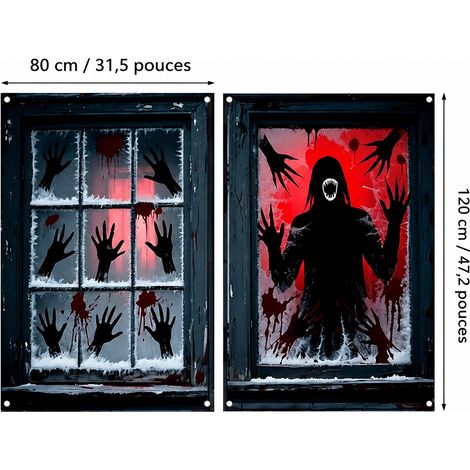 Lot de 2 Décorations de Fenêtre Halloween Modèle 31WS-45 80x120 cm 31ws-45 30 × 25 × 1 cm 160 g – Livraison gratuite