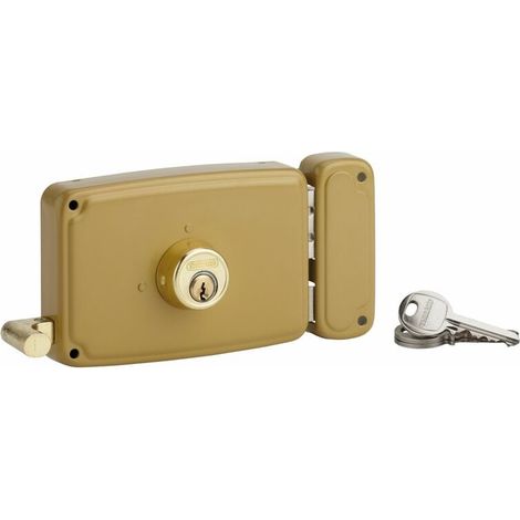 Serrure horizontale double entrée à tirage pour porte d'entrée – Dimensions 140x94mm – Axe 70mm – 3 clés en laiton – Sécurité renforcée (1/2)