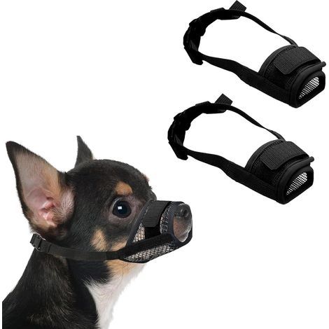 2 Pièces Muselière pour Chiens Muselière Souple Réglable pour Chiens Respirant Muselière en Nylon pour Chien Museliere Anti-Aboiements et Anti-Morsures Museau d'Entraînement (Noir, Petit) (1/5)