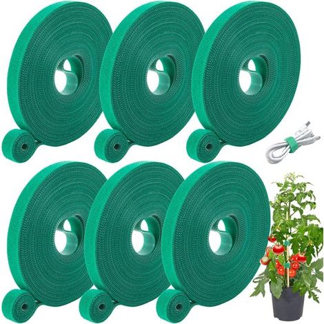 Herramientas de jardinería - Ataduras para plantas - 6 rollos de ataduras verdes de 5 metros, cinta para atar plantas, 1,25 cm - Adecuadas para plantas trepadoras/jardinería/hogar/oficina (1/5)