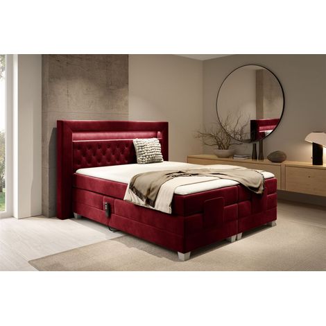 Boxspringbett Elektrisch Bett ARMANDO 200x200cm in Stoff Fresh Rot (1/4)
