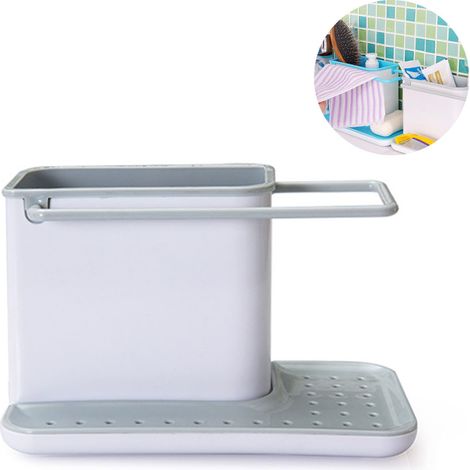 Rangement des ustensiles de cuisine Porte-éponge pour évier Organisateur pour ranger l'évier Organisateur Porte-ustensiles de cuisine pour évier