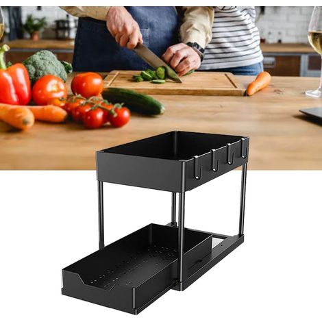 Étagère de rangement pour évier de cuisine, étagère coulissante de comptoir, étagère de rangement pour salle de bain, étagère à plusieurs niveaux pour armoire (1/5)