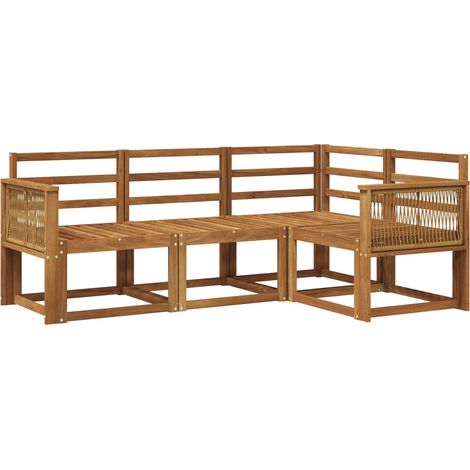 Set di divani da esterno 4 pz Naturale Legno di Acacia Massello vidaXL (1/5)