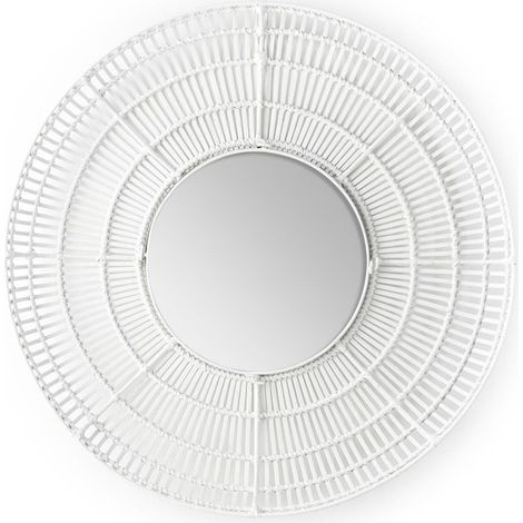 Miroir mural rond osier blanc Gaell D 90cm (1/3)