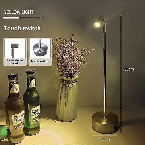 HONORNIC - Lampe de bar/café rétro rechargeable USB, LED tactile à intensité variable, veilleuse de bureau à double tête, projecteur sur pied, décoration de bar 01 Blanc chaud (1/5)