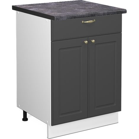 Küchenunterschrank Fame-Line, Anthrazit-Gold, 60 cm mit Schublade, AP Anthrazit, Vicco