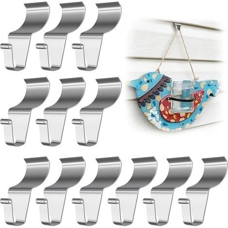 12 Pcs Crochets Suspension pour Revêtement Vinyle, Clips Revêtement en Vinyle Robustes en Acier Inoxydable Sans Trou, Crochets Revêtement en Vinyle pour Cintre de couronne de Porte d'entrée (1/5)