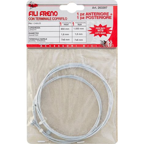FILO FRENO X BICI MTB-CITY (KIT ANT.85CM -POST.155CM) Ø 1,6MM