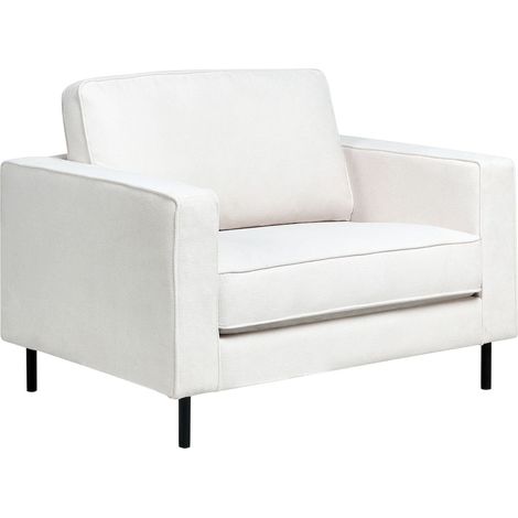 Fauteuil Moderne Minimaliste Pieds en Métal avec Coussins Tissu Blanc Cassé Savalen