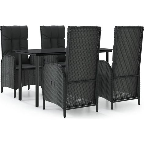 Maison Exclusive - Set da Pranzo da Giardino 5 pz Nero con Cuscini in Polyrattan (1/5)