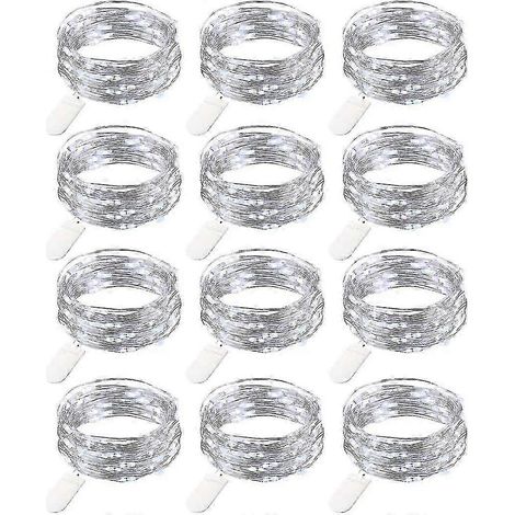 Guirlande lumineuse LED miniature à piles (12 pièces), 20 LED en fil de cuivre, 2 m de long, idéale pour les décorations de Noël. (1/5)