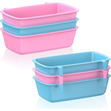 Lot 6 cages oiseaux plastique suspendues, 296 ml, distributeur nourriture lapin inclus (1/4)
