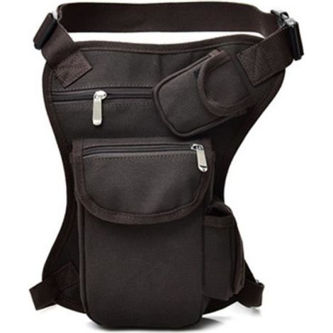 Sports de plein air cyclisme toile taille jambe sac sac portable multifonctionnel poche pack Brown (1/4)