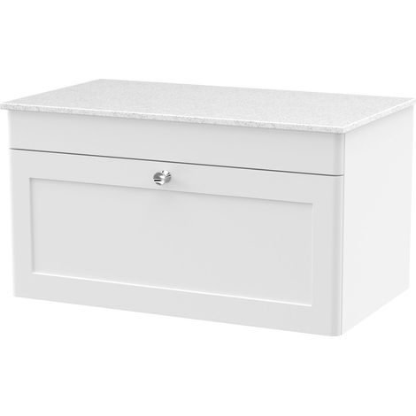 Swynnerton Traditional 1 Drawer Wall Hung Vanity Unit with Marble Top, 800mm