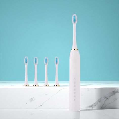 Electric toothbrush, electric toothbrush with 4 brush heads, smart electric toothbrush with 6 speeds and timer, rechargeable IP7 electric toothbrush - AquaForge (1/5)