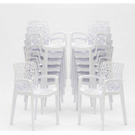 22 Sedie Gruvyer ARM Grand Soleil braccioli polipropilene lucido offerta stock - Bianco (1/5)