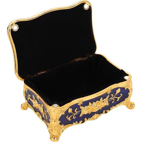 Vintage Jewelry Box with Lining (Blue Gold) (1/5)