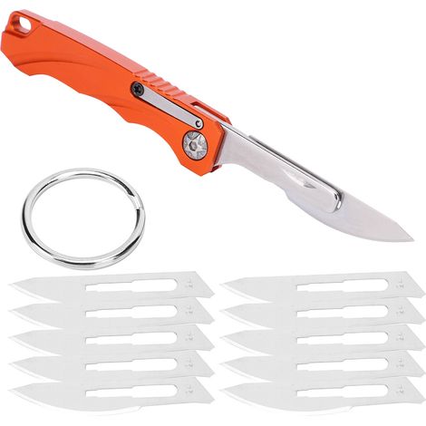 Mini couteau pliant avec lames de rechange, couteau de poche portable idéal pour le camping et la chasse en plein air. (1/5)
