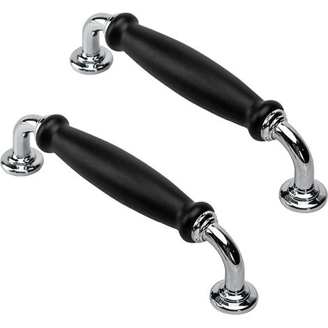 Set mit 2 schwarzen Vintage-Türgriffen, 128 mm Lochabstand, Schrank- und Schubladengriffe, geeignet für Kleiderschränke, Küchen und Möbel.