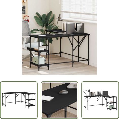 Bois d'ingénierie - Bureau noir 139x139x75 cm bois d'ingénierie (1/5)