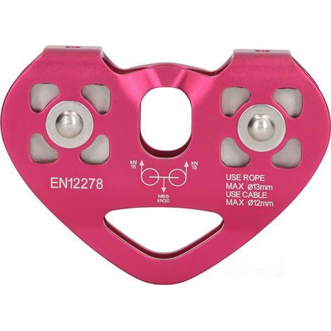 Double-shaft outdoor climbing pulley made of aircraft-grade aluminum, burgundy red, for mountaineering (1/5)
