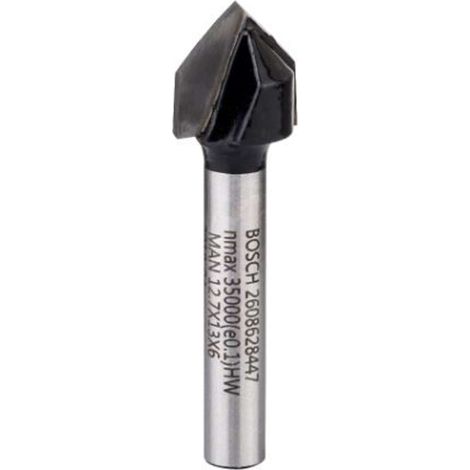 Fresa a V, 6 mm, D1 12,7 mm, L 12,7 mm, G 45 mm, 90° (1/3)