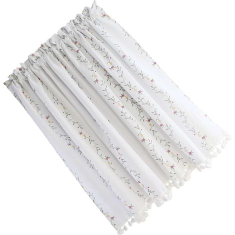Demi-Rideau Cuisine en Coton Blanc, Occultant et Facile à Installer, pour Petite Fenêtre, Style Simple et Élégant pour Pièce Cuisine (1/5)