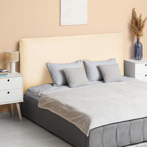 Housse De Tête De Lit, Protège-Tête De Lit 150cm en Tissu Jacquard Élastique, Couverture Anti-Poussière pour Tête De Lit Queen Size ornementation De Chambre, Beige (1/5)