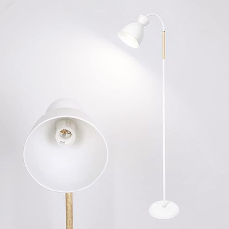 Anten – Lampadaire liseuse pivotant blanc 159 cm – Métal E27 – Interrupteur bouton-poussoir – Socle stable 21 cm (1/5)