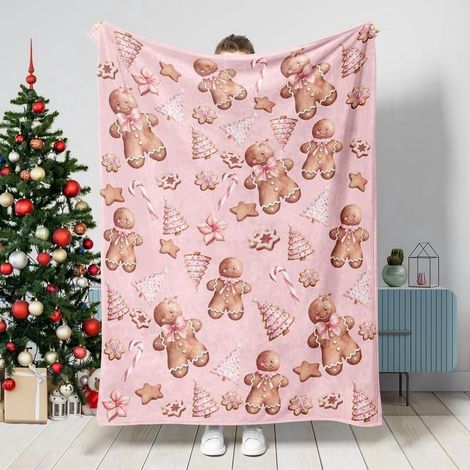 Plaid De Noël - Flanelle Micro-Polaire - Pour Salon Chambre - 30x40 Po 40x50 Po 50x60 Po 60x80 Po - Rose (1/5)