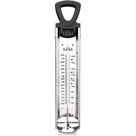 Thermometre A Sucre - Verre Et Inox - Portee Jusqu A 200 C - Longueur 30 Cm - Sans Mercure