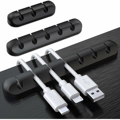 Clips Câble Organisateur Bureau, Lot de 3 Support de Câble, Organisateur de Cordon, Gestion des Cables, Câble Rangement (1/5)