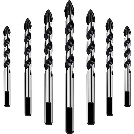 Set mit 7 Bohrern für Fliesen, Glas, Beton, Stein, Ziegel, Keramik und Spiegel (3 mm, 4 mm, 5 mm, 6 mm, 8 mm, 10 mm, 12 mm)