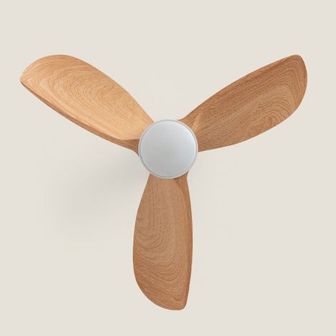Ventilador de Techo con luz Silencioso DC Poros Evo Madera Mando a Distancia 90 cm Pequeña (hasta 10 m²) Blanco