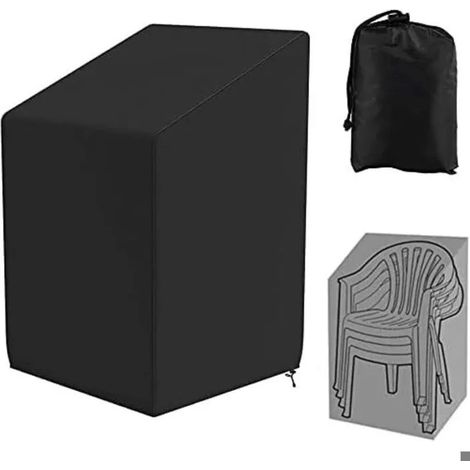 Housse chaise jardin empilable oxford 210D imperméable anti-UV vent 120/80x65x65cm