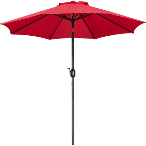 Yaheetech Parasol de Jardin Extérieur Parasol Inclinable avec Cadre en Métal Protection Solaire pour Jardin Terrasse Patio Piscine Plage Balcon Φ261 cm Rouge