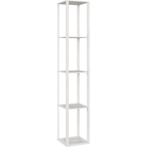 RGB LED Floor Lamp with Shelves, Modern Dimmable Standing Lamp with Remote Control, Adjustable Brightness & Speed for Living Room, Bedroom, Office, White (1/4)
