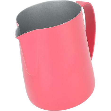 450 ml Milchkännchen aus Edelstahl, rot, mit abgeschrägtem Muster, ideal für Kaffee und Milch. (1/5)