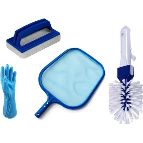Piscine eau peu profonde filet à feuilles filet de pêche piscine éponge brosse à main brosse de nettoyage gants ensemble de 4 pièces (1/3)