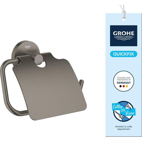 Porte-Papier Toilette avec Couvercle – Métal, Fixation Murale Cachée, Vis et Chevilles Incluses, 167 x 119 mm, Anthracite Brossé Hard Graphite, 41179AL0 (1/5)