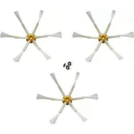 Brosse latérale compatible avec Roomba 500/600/700 - Lot de 3 - 6 bras - Noir (1/5)