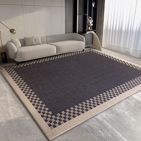 Tapis moquette toutes saisons, motif géométrique antidérapant, protection du sol et insonorisation, salon et chambre, résilient (1/4)