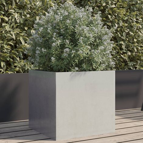 Jardinière argenté 42x40x39 acier inoxydable (1/5)